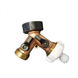 Y3414BR, Garden Hose Y Adapter Shutoff Valve Brass Construction